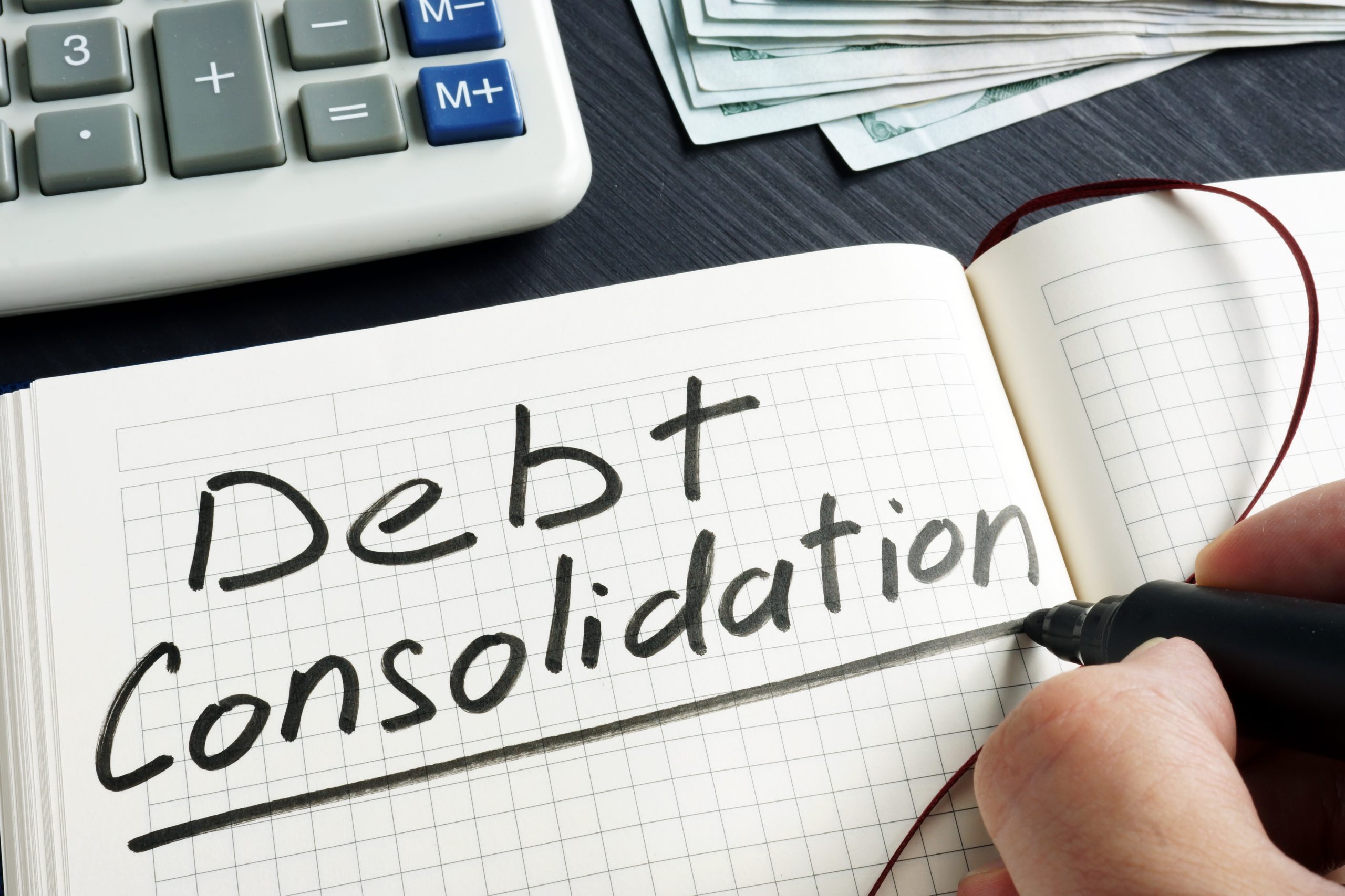 debt consolidation on notepad